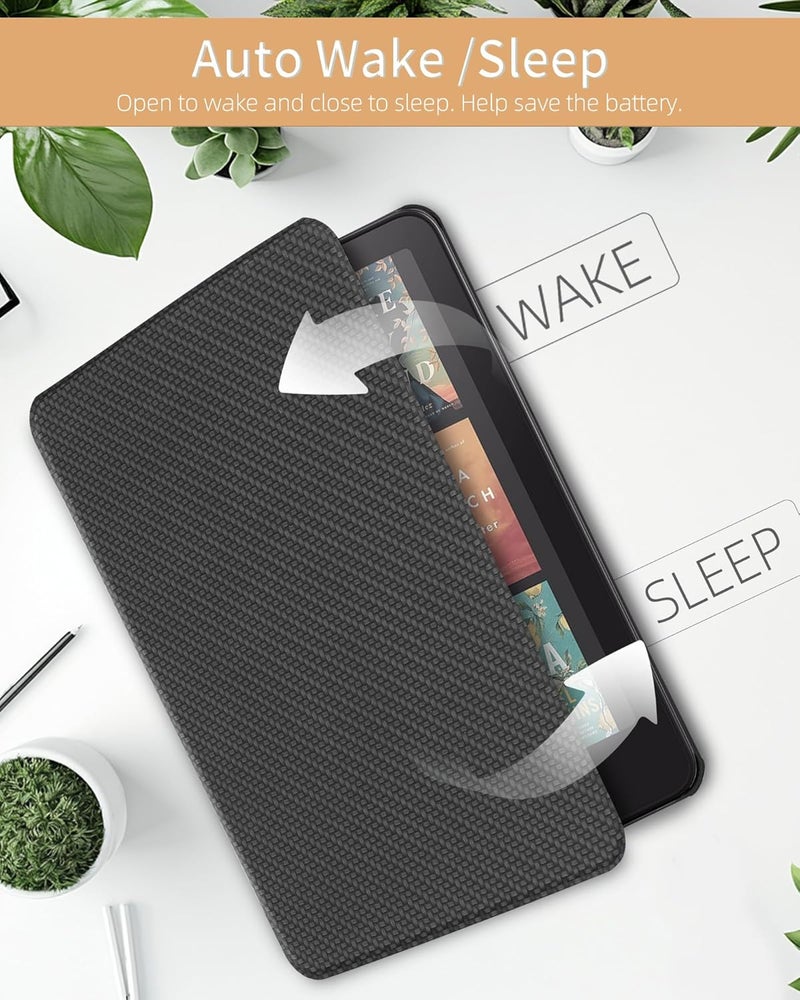 WALNEW Case for 7" All-New Kindle Paperwhite 12th Gen 2024 and Kindle Colorsoft Signature Edition, Premium PU Leather Protective Cover for Kindle Paperwhite with Auto Wake/Sleep (Black2) - Image 4